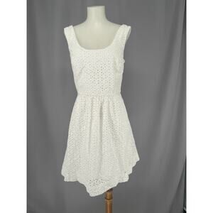 Vineyard Vines Dress Womens 10 White Eyelet Sleeveless Fit Flare Summer Cotton